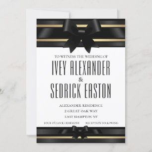 Nights In Black Satin & Gold Formal Invitation