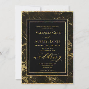 Nights In Granite & Gold Wedding II Invitation