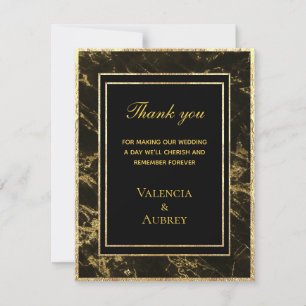 Nights In Granite & Gold Wedding Thank You Card