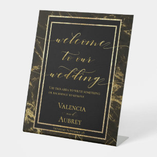 Nights In Granite & Gold Welcome To Our Wedding Pedestal Sign