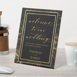 Nights In Granite & Gold Welcome To Our Wedding Pedestal Sign