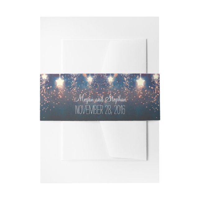 Nights Stars Romantic Wedding Invitation Belly Band (Front Example)