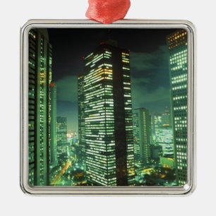 Nightscape, Shinjuku, Tokyo, Japan Metal Tree Decoration