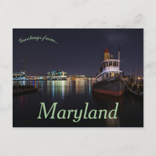 Nighttime at Baltimore Harbour Maryland USA Postcard