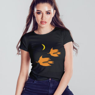 Nighttime Broom Ride - Halloween Witch Image. T-Shirt