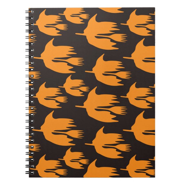 Nighttime Broom Ride - seamless Halloween pattern Notebook (Front)