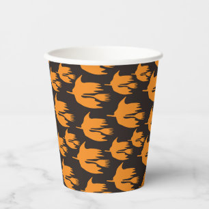 Nighttime Broom Ride - seamless Halloween pattern. Paper Cups