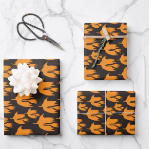 Nighttime Broom Ride - seamless Halloween pattern Wrapping Paper Sheet