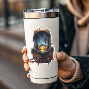 Nighttime Camp Backpack Sticker   Die-Cut Sticker