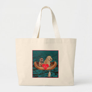 "Nighttime Canoe Ride with Best Friend" Large Tote Bag