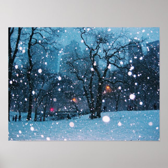 Nighttime City Snow Poster (Front)