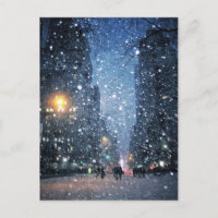 Nighttime City Snowfall