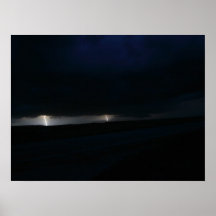Nighttime Double Lightning Strike Poster