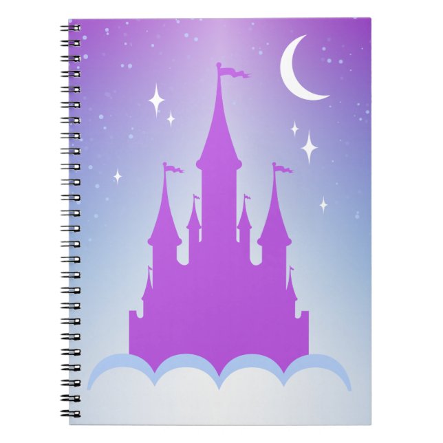 Nighttime Dreamy Castle In The Clouds Starry Sky Notebook (Front)