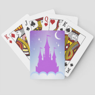 Nighttime Dreamy Castle In The Clouds Starry Sky Playing Cards