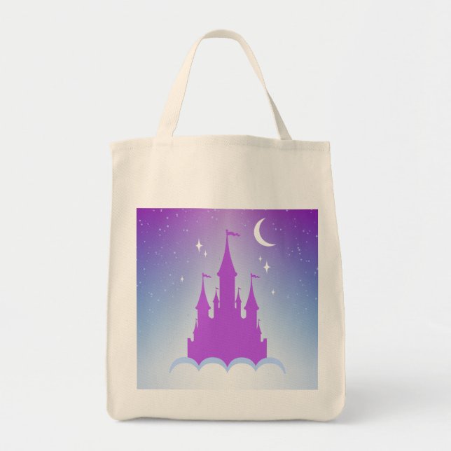 Nighttime Dreamy Castle In The Clouds Starry Sky Tote Bag (Front)