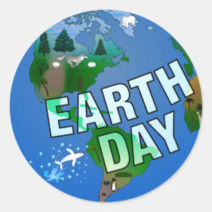 Nighttime Earth Day Classic Round Sticker