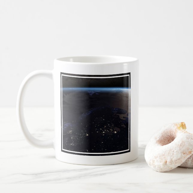 Nighttime Far Northern Europe Coffee Mug (With Donut)