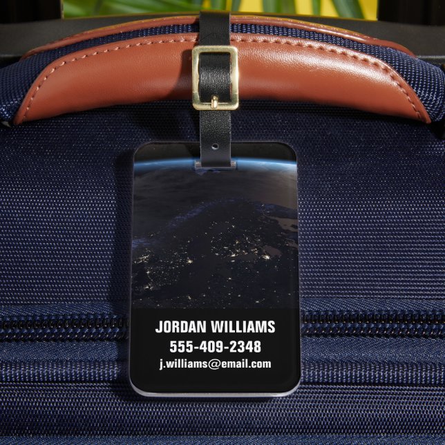 Nighttime Far Northern Europe Luggage Tag (Front Insitu 2)