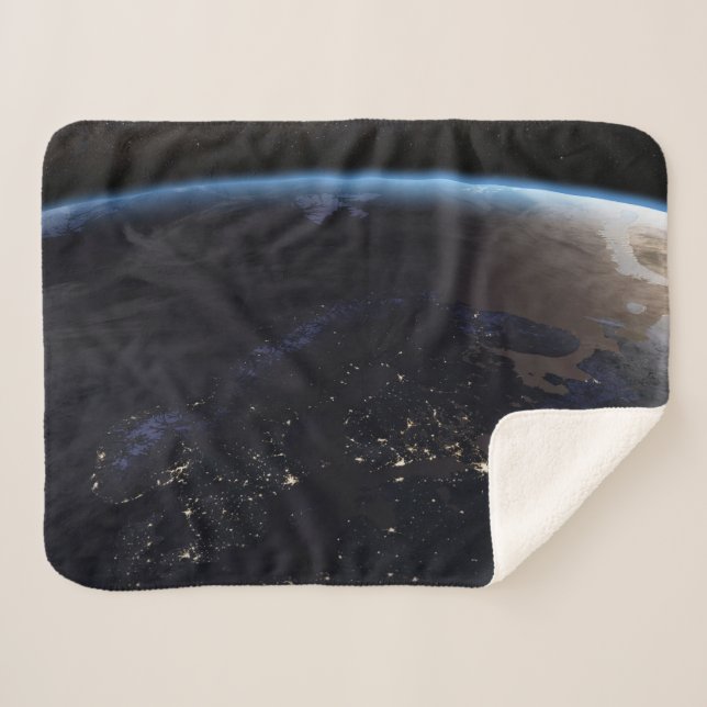 Nighttime Far Northern Europe Sherpa Blanket (Front (Horizontal))