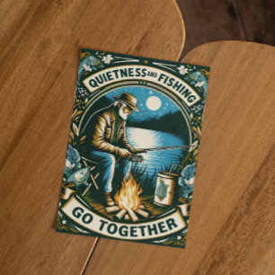 Nighttime Fishing And A Campfire Postcard