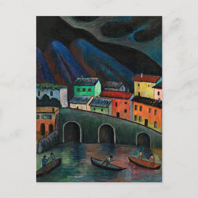 Nighttime Fishing in Ascona Postcard (Front)