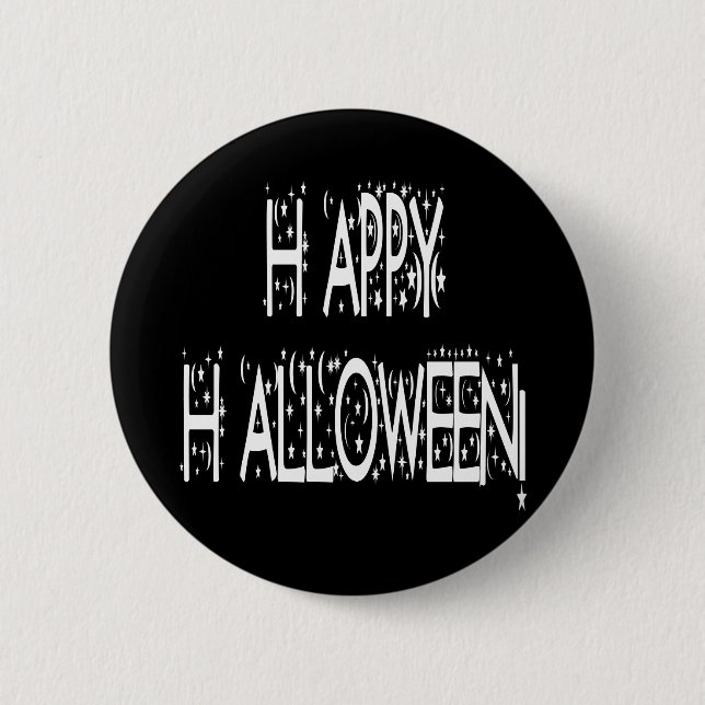 Nighttime Happy Halloween Text 6 Cm Round Badge (Front)