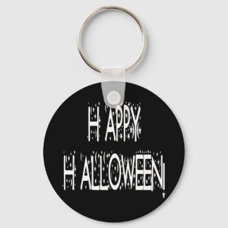 Nighttime Happy Halloween Text Key Ring