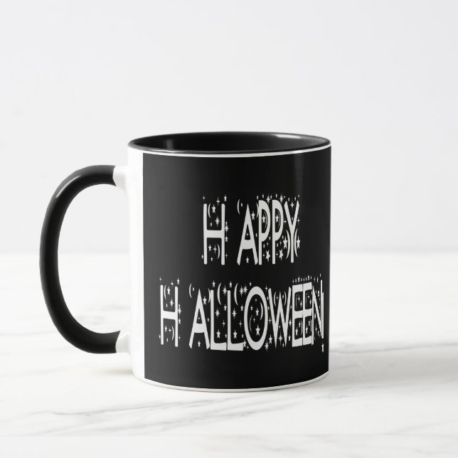 Nighttime Happy Halloween Text Mug (Left)