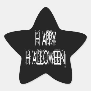 Nighttime Happy Halloween Text Star Sticker