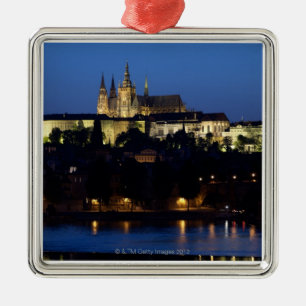 Nighttime in Prague, Czech Republic Metal Tree Decoration