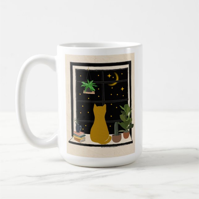 Nighttime Kitty Coffee Mug (Left)