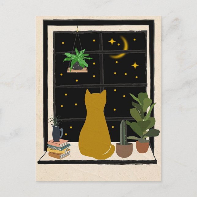 Nighttime Kitty Postcard (Front)