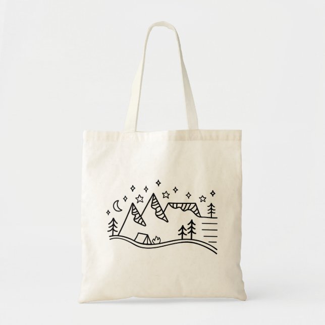 Nighttime Mountain Camp Tote Bag (Front)
