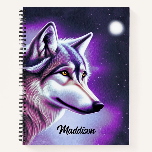 Nighttime Mystical Wolf Notebook (Front)
