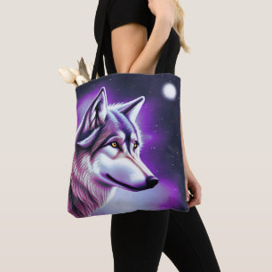 Nighttime Mystical Wolf Tote Bag
