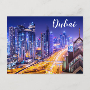 Nighttime Skyline Dubai United Arab Emirates Postcard