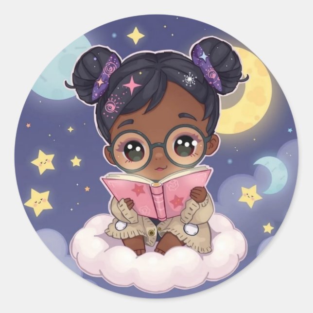 Nighttime Story Classic Round Sticker (Front)