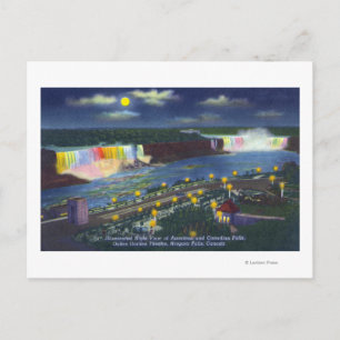 Nighttime View of Oakes Garden Theatre and Postcard