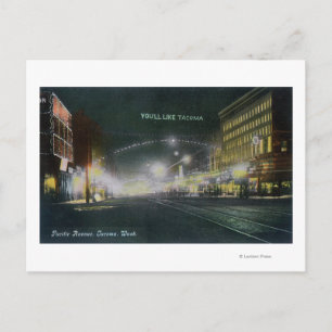 Nighttime View of Pacific Avenue Postcard