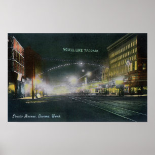 Nighttime View of Pacific Avenue Poster