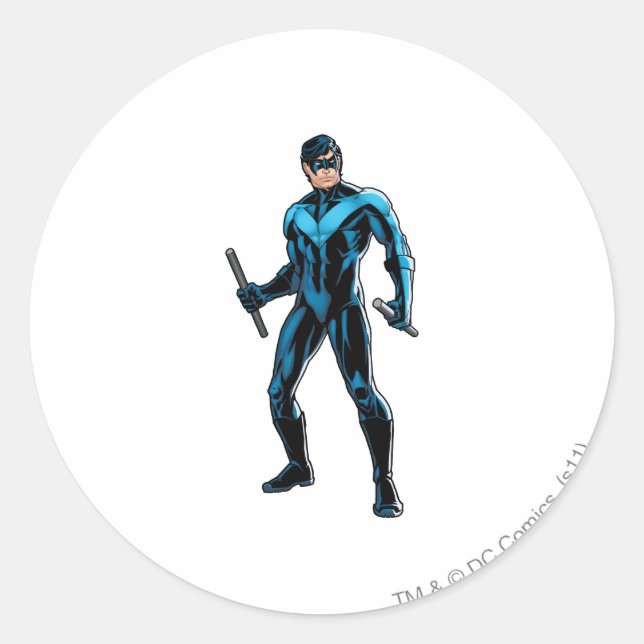 Nightwing Stands Classic Round Sticker (Front)