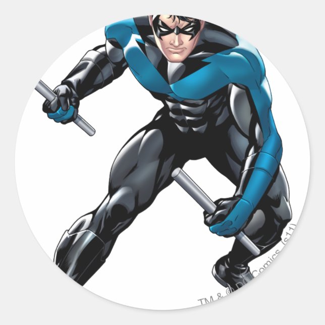 Nightwing with Weapons Classic Round Sticker (Front)