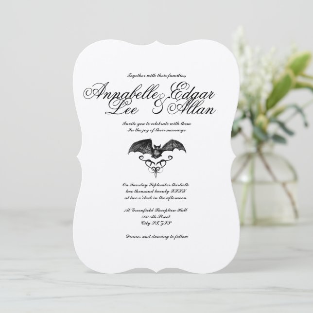 Nightwings- Elegant Gothic Wedding Invitation (Standing Front)