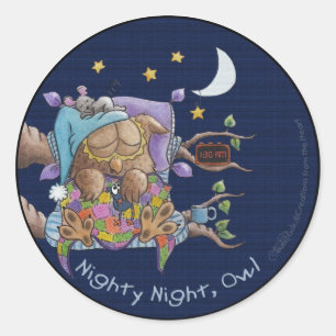 Nighty Night, Owl Classic Round Sticker