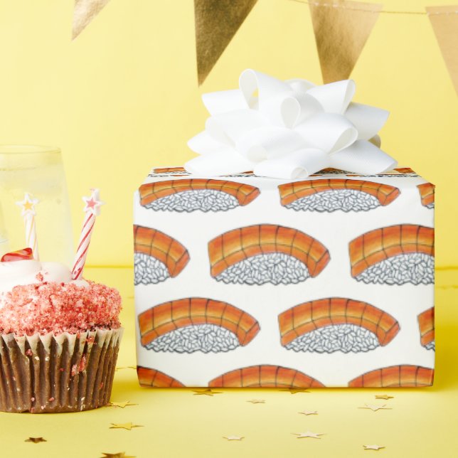 Nigiri Orange Salmon Sushi Japanese Food Japan Wrapping Paper (Birthday Party)