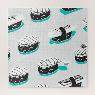 Nigiri sushi, neon vintage pattern. jigsaw puzzle