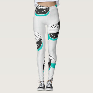 Nigiri sushi, neon vintage pattern. leggings