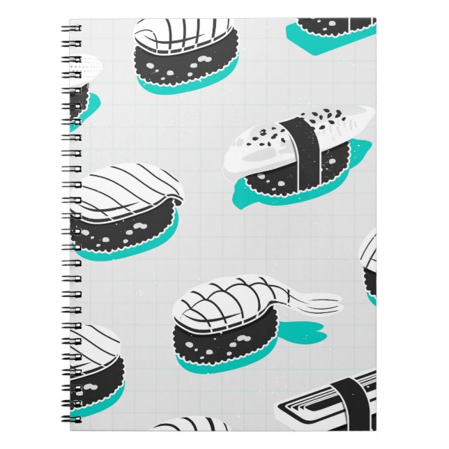 Nigiri sushi, neon vintage pattern. notebook (Front)