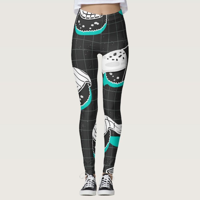 Nigiri Sushi Vintage Sketch Pattern Leggings (Front)